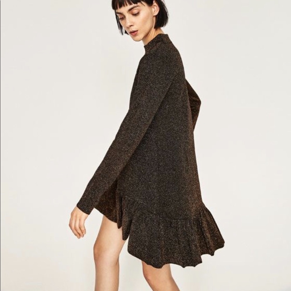 ZARA black dress with gold shimmer